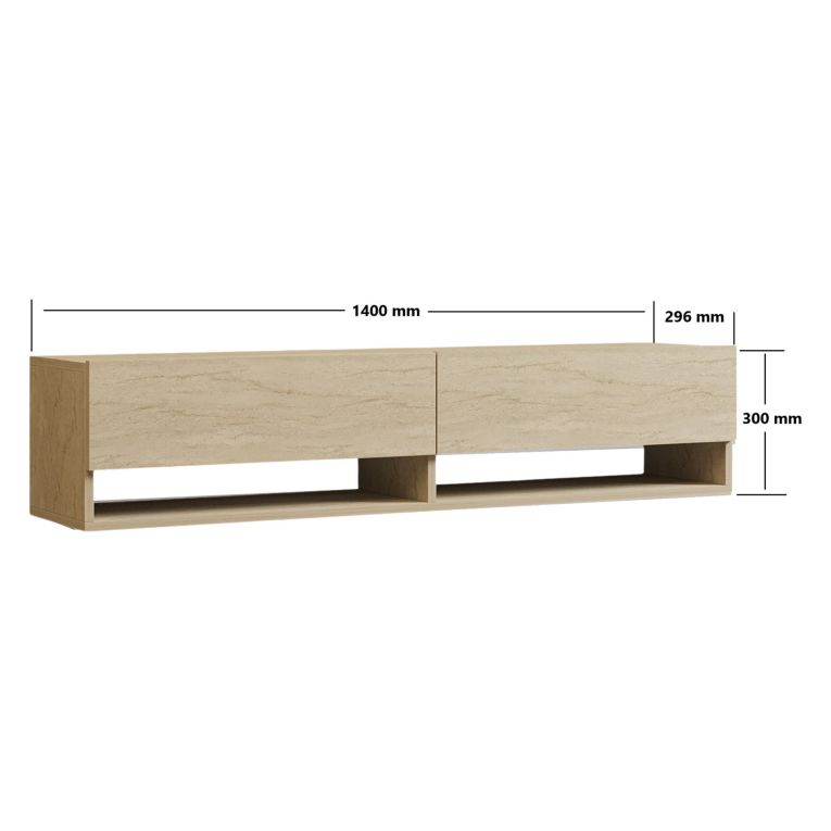 Mobile Porta tv Beige Marmo 2 Ripiani 2 Ante 141x30x31h cm, 4 Vani - Olmi