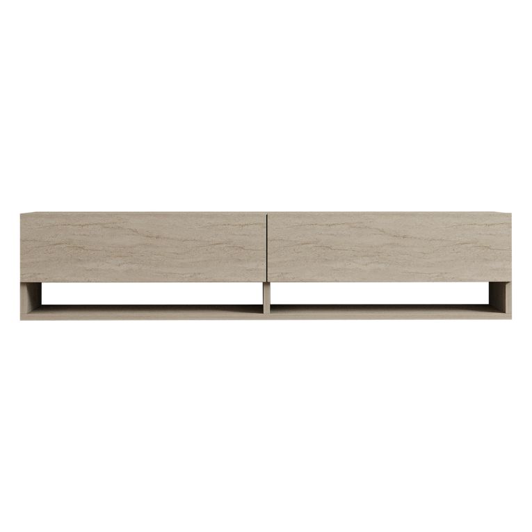 Mobile Porta tv Beige Marmo 2 Ripiani 2 Ante 141x30x31h cm, 4 Vani - Olmi