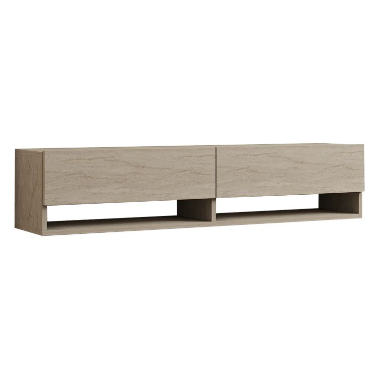 Mobile Porta tv Beige Marmo 2 Ripiani 2 Ante 141x30x31h cm, 4 Vani - Olmi