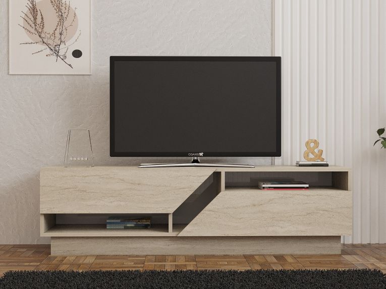 Mobile Porta tv Beige Marmo 2 Ripiani 2 Ante 160x40x45h cm, 5 Vani - Spilinga
