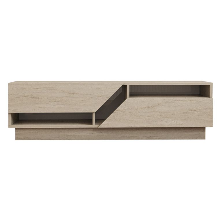 Mobile Porta tv Beige Marmo 2 Ripiani 2 Ante 160x40x45h cm, 5 Vani - Spilinga