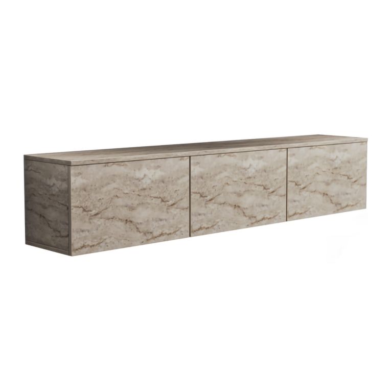 Mobile Porta tv Beige Marmo 3 Vani 3 Ante 160x32x35h cm, Apertura a Ribalta - Carosino