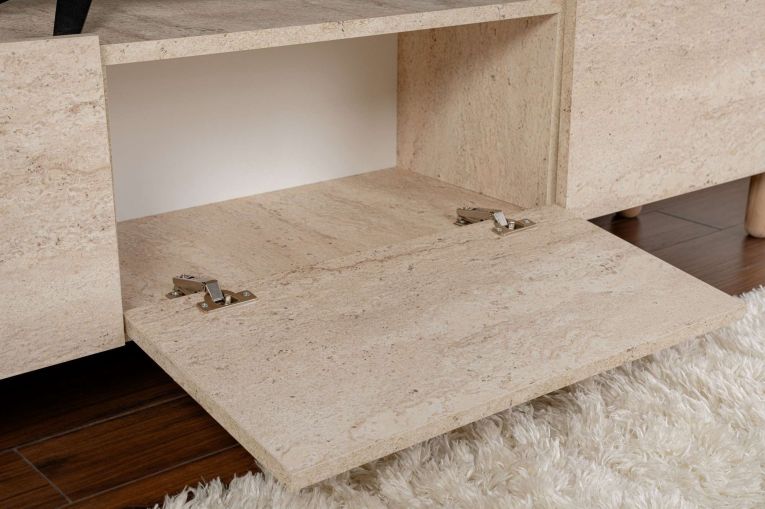 Mobile Porta tv Beige Marmo Antracite 3 Ante 3 Vani 180x31x42h cm, Apertura a Ribalta - Baluffi