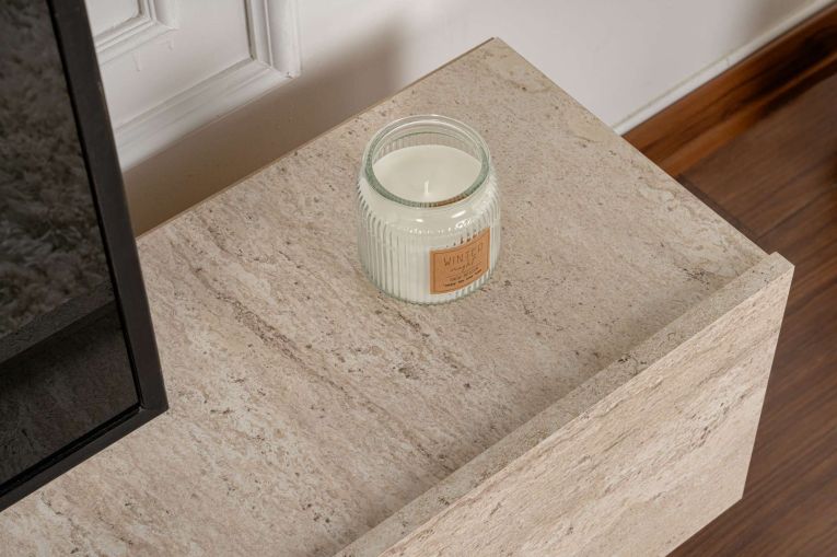 Mobile Porta tv Beige Marmo Antracite 3 Ante 3 Vani 180x31x42h cm, Apertura a Ribalta - Baluffi