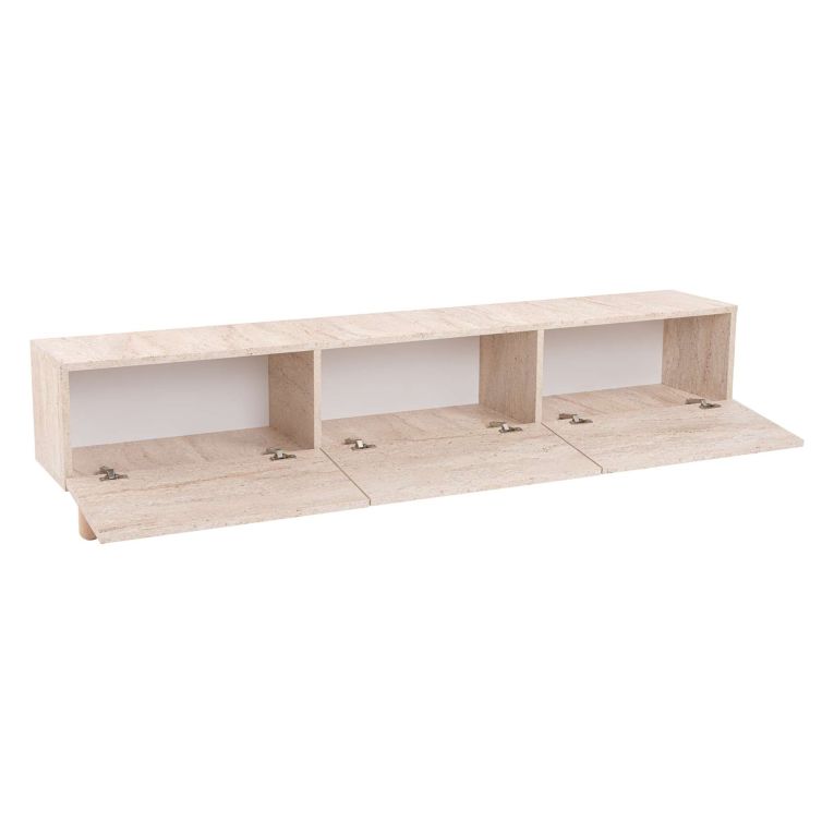 Mobile Porta tv Beige Marmo Antracite 3 Ante 3 Vani 180x31x42h cm, Apertura a Ribalta - Baluffi