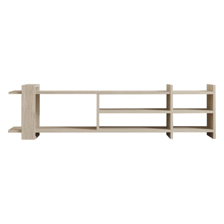 Mobile Porta tv Beige Marmo Beige Marmo 2 Ripiani 5 Vani 156x30x40h cm, Peso Supportato 40 kg - Zubiena