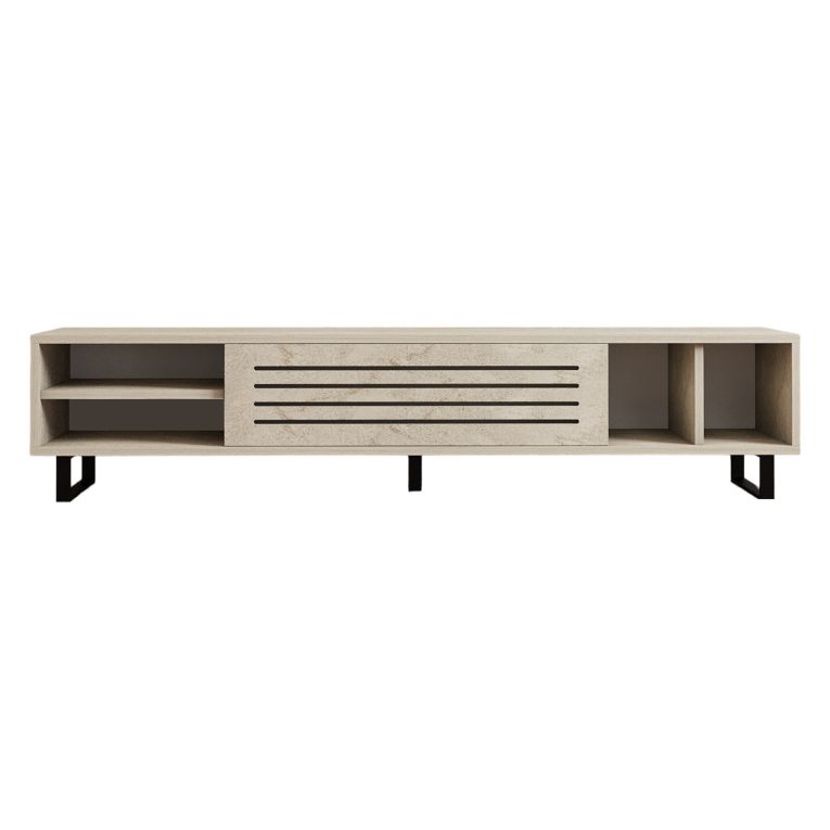 Mobile Porta tv Beige Marmo un Ripiano Un'anta 160x40x35h cm, 5 Vani - Sovico