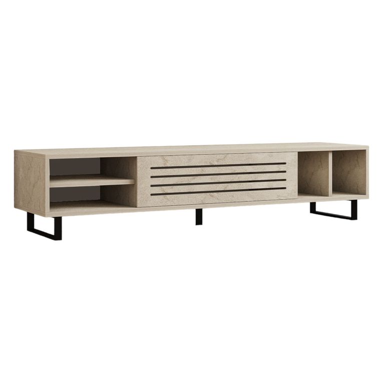 Mobile Porta tv Beige Marmo un Ripiano Un'anta 160x40x35h cm, 5 Vani - Sovico