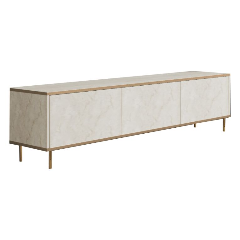 Mobile Porta tv Beige Maro 3 Vani 3 Ante 180x35x45h cm, Apertura a Ribalta - Sassello