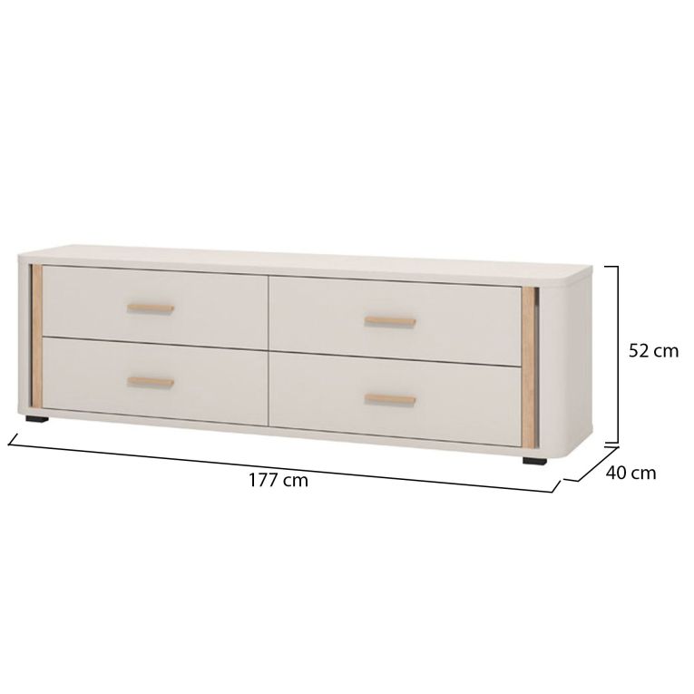 Mobile Porta tv Beige Marrone 4 Cassetti un Ripiano 176.5x40x52h cm, Apertura Scorrevole - Terenzo