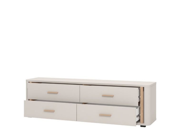 Mobile Porta tv Beige Marrone 4 Cassetti un Ripiano 176.5x40x52h cm, Apertura Scorrevole - Terenzo