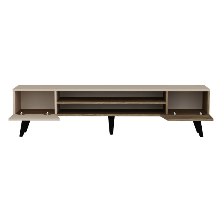 Mobile Porta tv Beige Marrone Noce un Ripiano 4 Vani 180x37x45h cm, 2 Ante - Lei