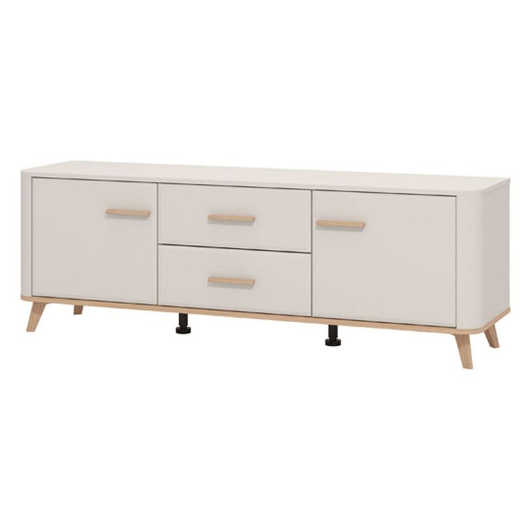 Mobile Porta tv Beige Marrone Rovere 2 Cassetti un Ripiano 154x40x52.5h cm, 2 Ante - Terento