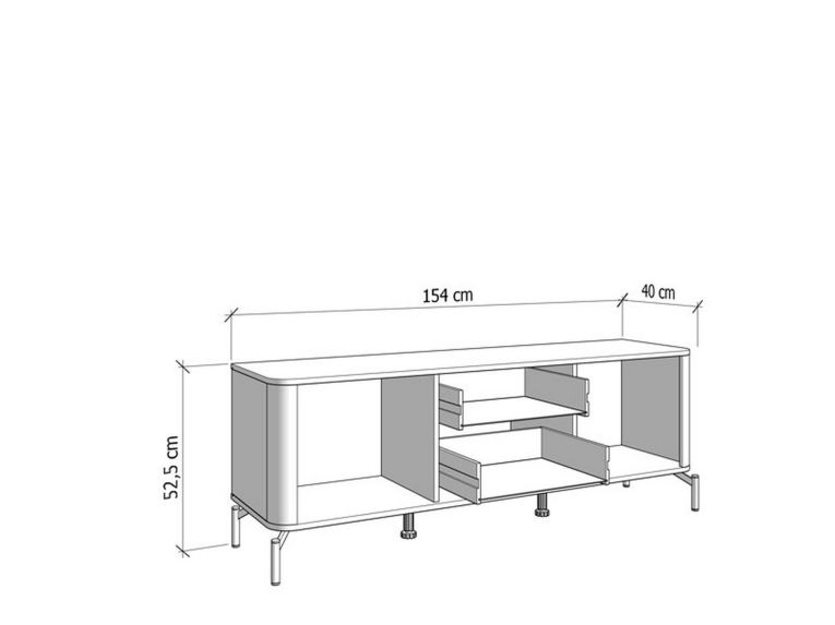 Mobile Porta tv Beige Marrone Rovere 2 Cassetti un Ripiano 154x40x52.5h cm, 2 Ante - Terento