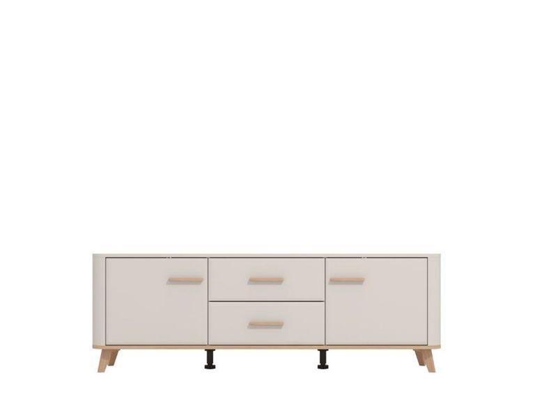 Mobile Porta tv Beige Marrone Rovere 2 Cassetti un Ripiano 154x40x52.5h cm, 2 Ante - Terento