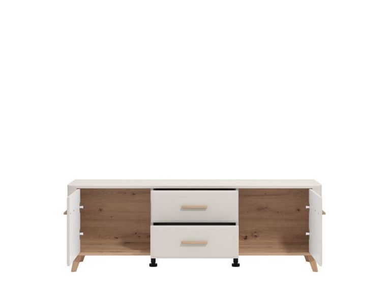 Mobile Porta tv Beige Marrone Rovere 2 Cassetti un Ripiano 154x40x52.5h cm, 2 Ante - Terento