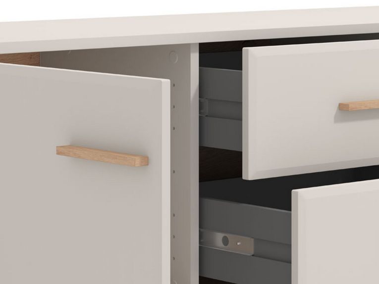 Mobile Porta tv Beige Marrone Rovere 2 Cassetti un Ripiano 154x40x52.5h cm, 2 Ante - Terento