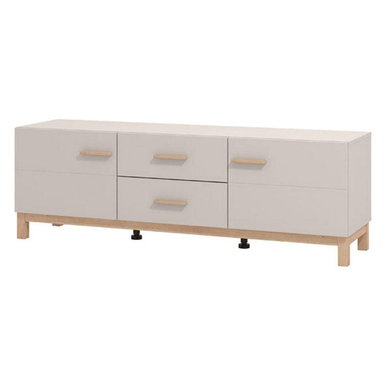 Mobile Porta tv Beige Marrone Rovere 2 Cassetti un Ripiano 154x41.5x50.5h cm, 2 Ante - Paduli
