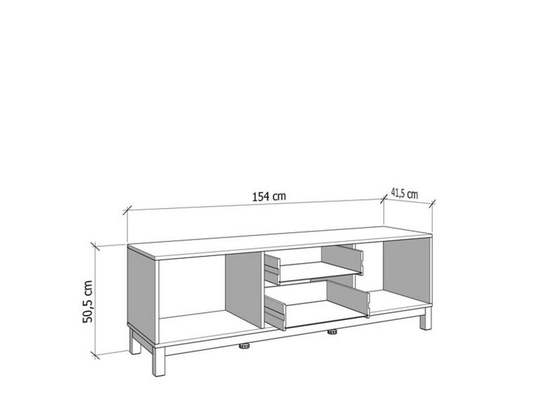 Mobile Porta tv Beige Marrone Rovere 2 Cassetti un Ripiano 154x41.5x50.5h cm, 2 Ante - Paduli