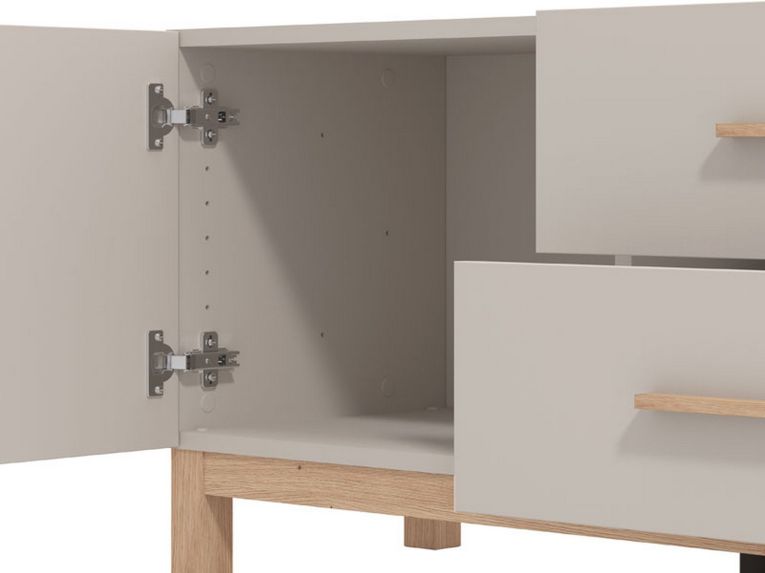 Mobile Porta tv Beige Marrone Rovere 2 Cassetti un Ripiano 154x41.5x50.5h cm, 2 Ante - Paduli