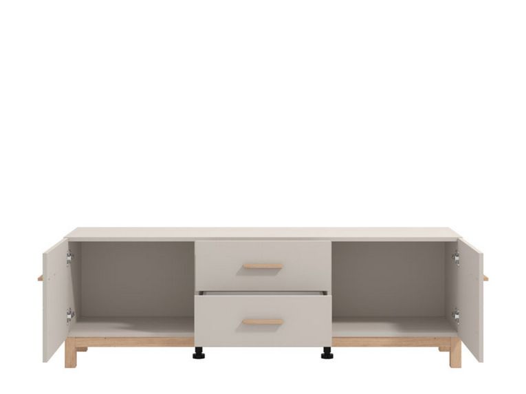 Mobile Porta tv Beige Marrone Rovere 2 Cassetti un Ripiano 154x41.5x50.5h cm, 2 Ante - Paduli