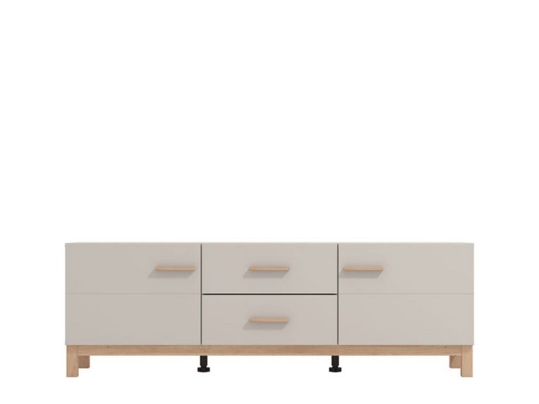 Mobile Porta tv Beige Marrone Rovere 2 Cassetti un Ripiano 154x41.5x50.5h cm, 2 Ante - Paduli