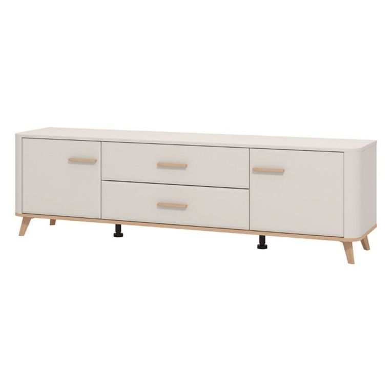 Mobile Porta tv Beige Marrone Rovere 2 Cassetti un Ripiano 179.5x40x52.5h cm, 2 Ante - Gosaldo