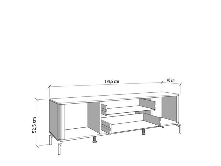 Mobile Porta tv Beige Marrone Rovere 2 Cassetti un Ripiano 179.5x40x52.5h cm, 2 Ante - Gosaldo