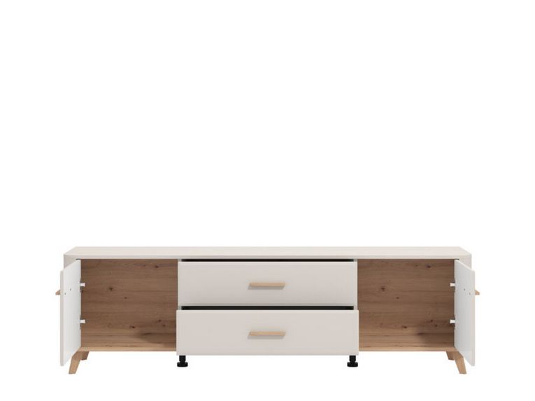 Mobile Porta tv Beige Marrone Rovere 2 Cassetti un Ripiano 179.5x40x52.5h cm, 2 Ante - Gosaldo