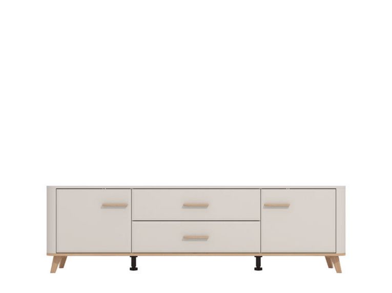 Mobile Porta tv Beige Marrone Rovere 2 Cassetti un Ripiano 179.5x40x52.5h cm, 2 Ante - Gosaldo