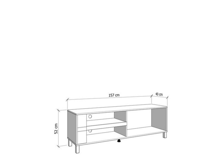 Mobile Porta tv Beige Marrone Rovere 2 Ripiani Un'anta 157x40x52h cm, 3 Vani - Magliolo