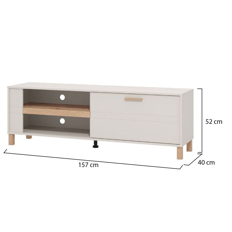 Mobile Porta tv Beige Marrone Rovere 2 Ripiani Un'anta 157x40x52h cm, 3 Vani - Magliolo