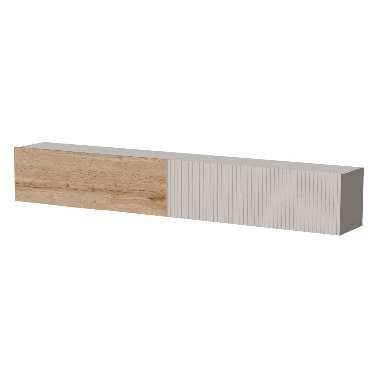 Mobile Porta tv Beige Marrone Rovere Modulabile un Ripiano 200x30x31h cm, 2 Ante - Sindia