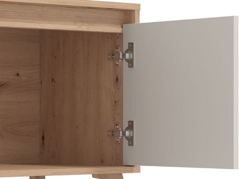 Mobile Porta tv Beige Marrone Rovere Nodi un Cassetto 2 Ripiani 157x40x52.5h cm, 2 Ante - Scala