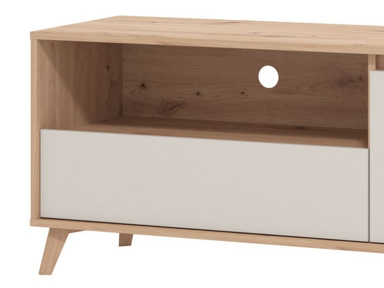 Mobile Porta tv Beige Marrone Rovere Nodi un Cassetto 2 Ripiani 157x40x52.5h cm, 2 Ante - Scala