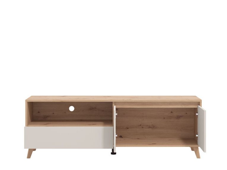 Mobile Porta tv Beige Marrone Rovere Nodi un Cassetto 2 Ripiani 157x40x52.5h cm, 2 Ante - Scala