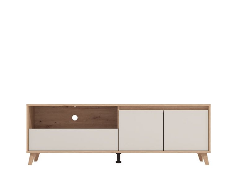 Mobile Porta tv Beige Marrone Rovere Nodi un Cassetto 2 Ripiani 157x40x52.5h cm, 2 Ante - Scala