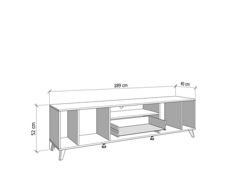 Mobile Porta tv Beige Marrone Rovere Nodi un Cassetto 4 Ripiani 189x40x52h cm, 2 Ante - Cavour