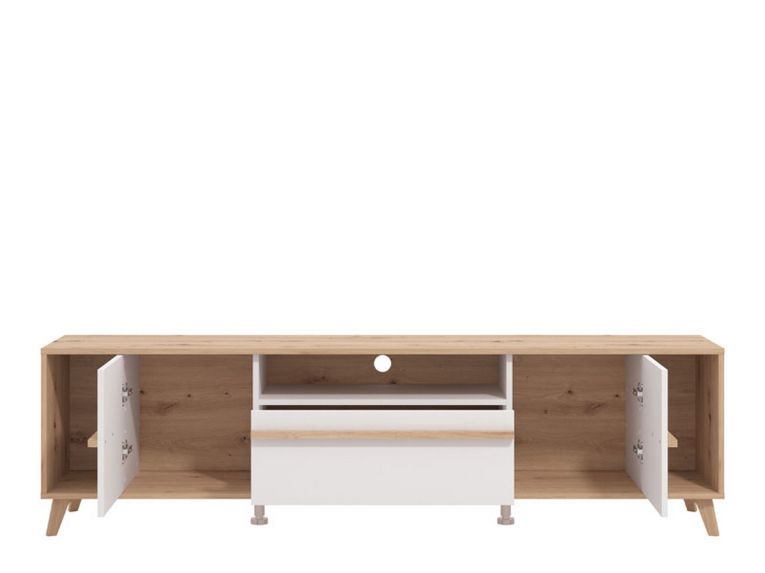 Mobile Porta tv Beige Marrone Rovere Nodi un Cassetto 4 Ripiani 189x40x52h cm, 2 Ante - Cavour