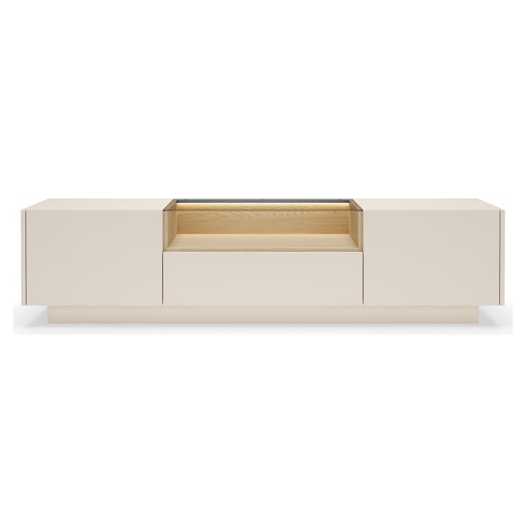 Mobile Porta tv Beige Marrone Rovere un Cassetto 2 Ripiani 176x40x43h cm, 2 Ante - Kakaha