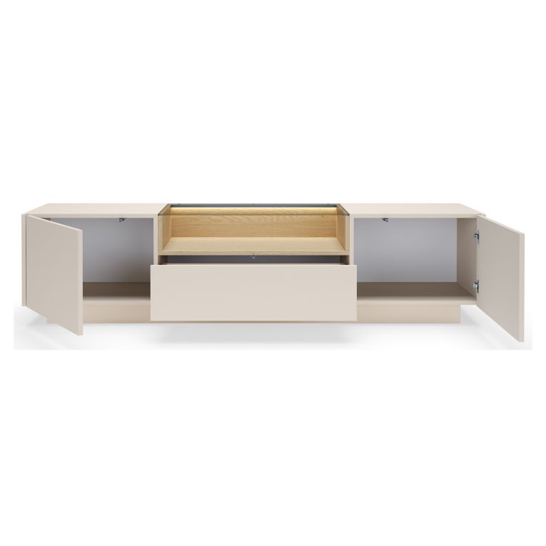 Mobile Porta tv Beige Marrone Rovere un Cassetto 2 Ripiani 176x40x43h cm, 2 Ante - Kakaha
