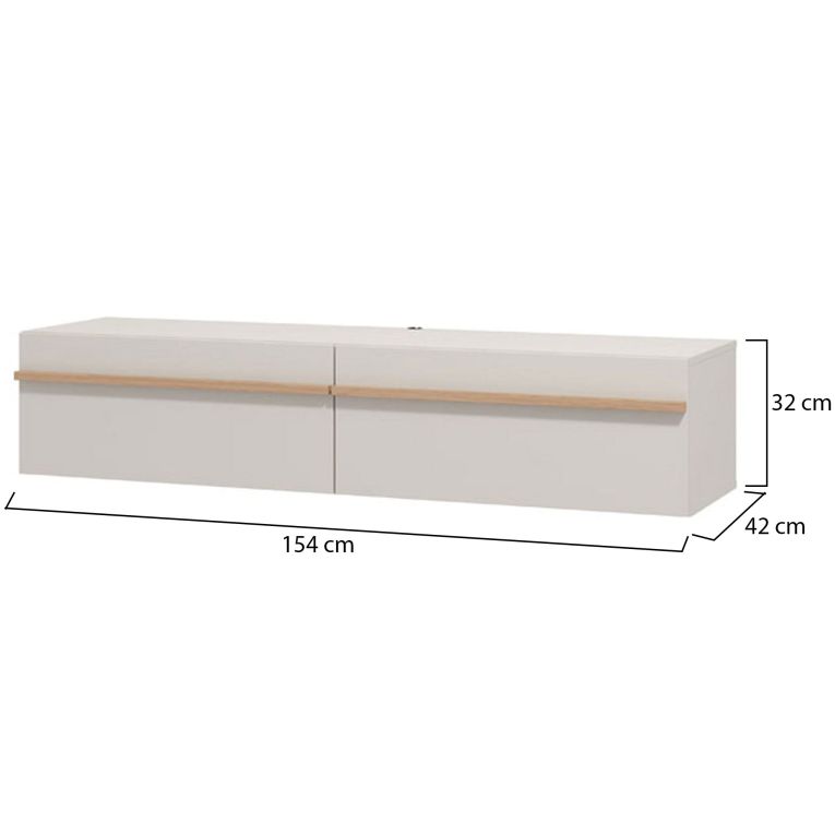 Mobile Porta tv Beige Marrone Rovere un Ripiano 2 Ante 154x41.5x32h cm, 2 Vani - Carcare