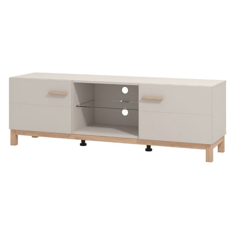 Mobile Porta tv Beige Marrone Rovere un Ripiano 2 Ante 154x41.5x50.5h cm, 4 Vani - Dosimo