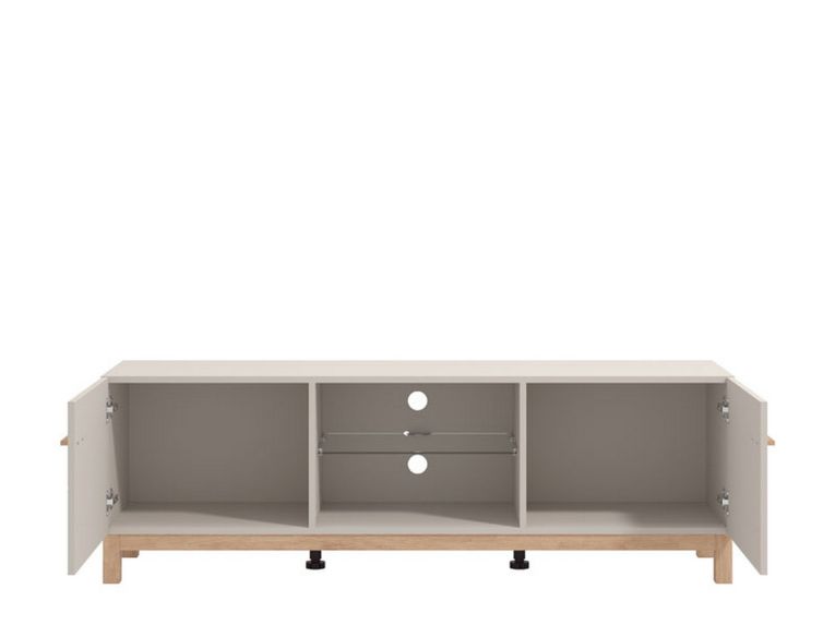 Mobile Porta tv Beige Marrone Rovere un Ripiano 2 Ante 154x41.5x50.5h cm, 4 Vani - Dosimo