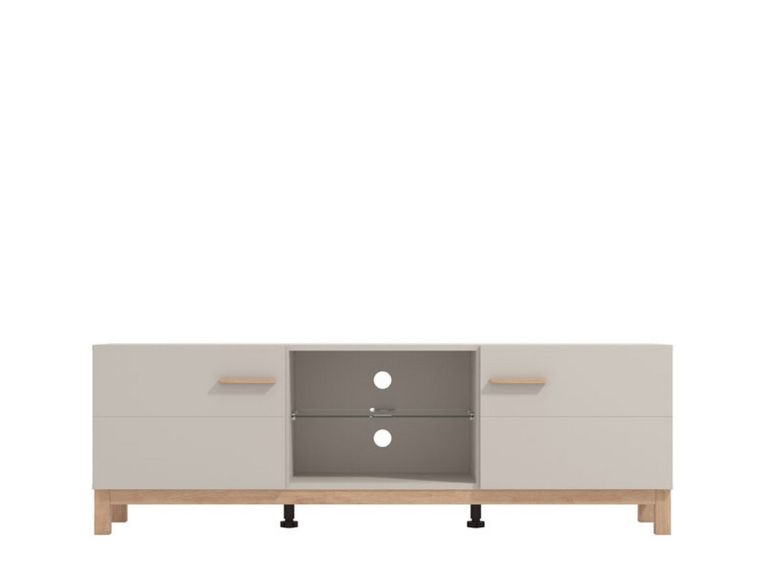 Mobile Porta tv Beige Marrone Rovere un Ripiano 2 Ante 154x41.5x50.5h cm, 4 Vani - Dosimo