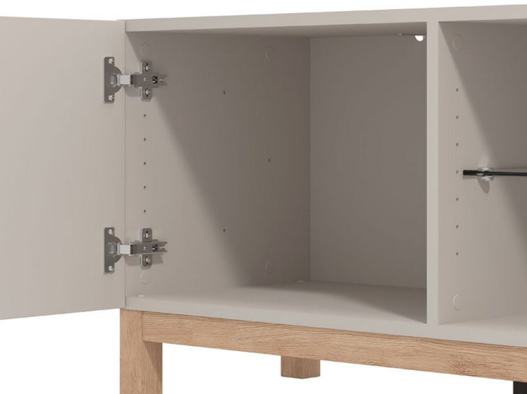 Mobile Porta tv Beige Marrone Rovere un Ripiano 2 Ante 154x41.5x50.5h cm, 4 Vani - Dosimo