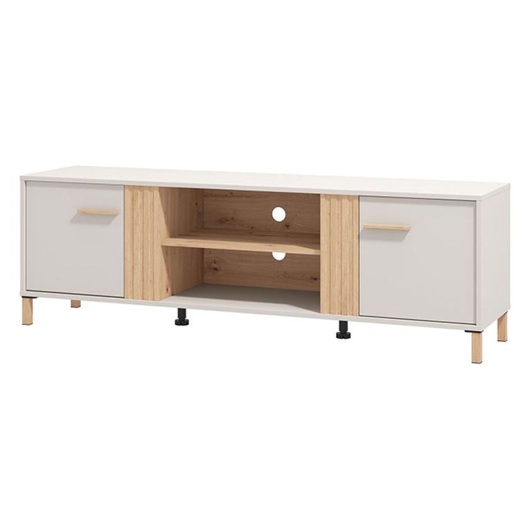 Mobile Porta tv Beige Marrone Rovere un Ripiano 2 Ante 163.5x40x52h cm, 4 Vani - Lauco