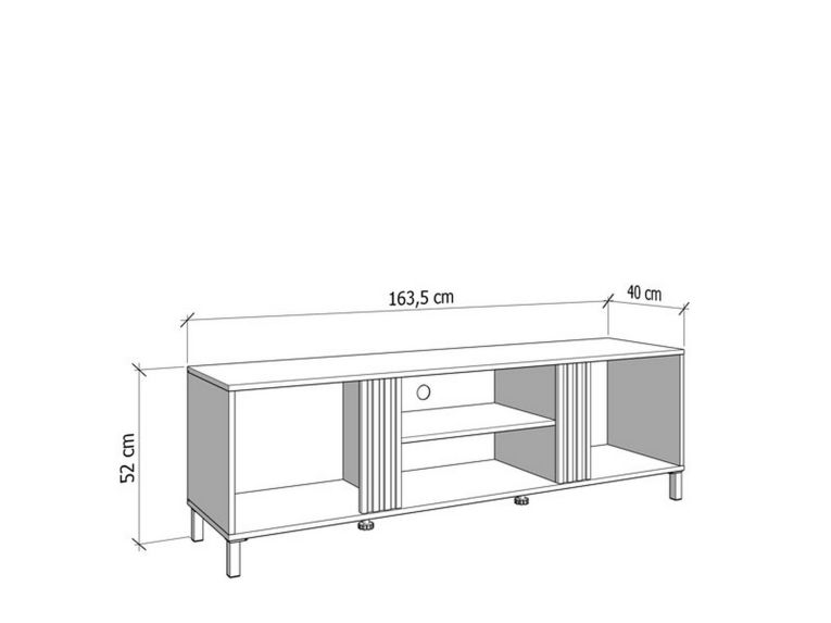 Mobile Porta tv Beige Marrone Rovere un Ripiano 2 Ante 163.5x40x52h cm, 4 Vani - Lauco