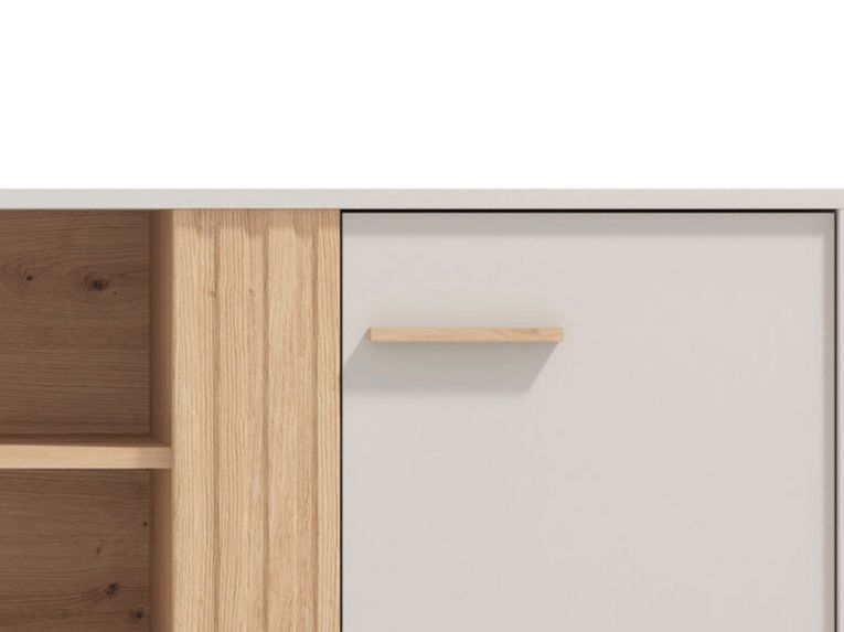 Mobile Porta tv Beige Marrone Rovere un Ripiano 2 Ante 163.5x40x52h cm, 4 Vani - Lauco