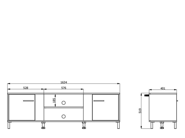 Mobile Porta tv Beige Marrone Rovere un Ripiano 2 Ante 163.5x40x52h cm, 4 Vani - Lauco